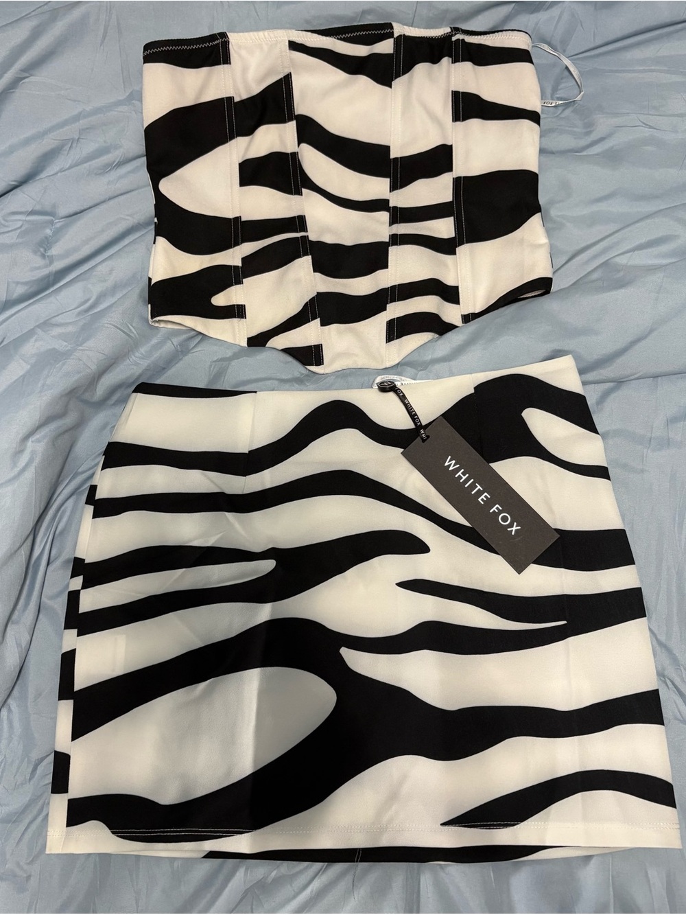White Fox Boutique Black and White Zebra Mini Skirt